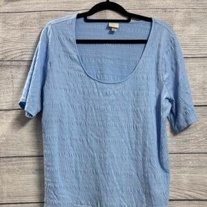 Sky Blue Textured Short Sleeve Top